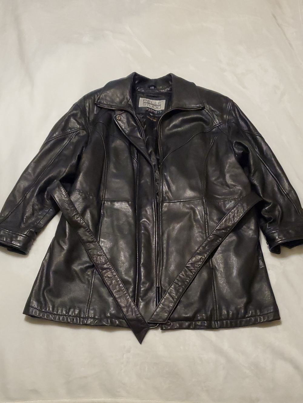 Pelle Studio Women's Black Leather Belted 3M Thinsulate Jacket